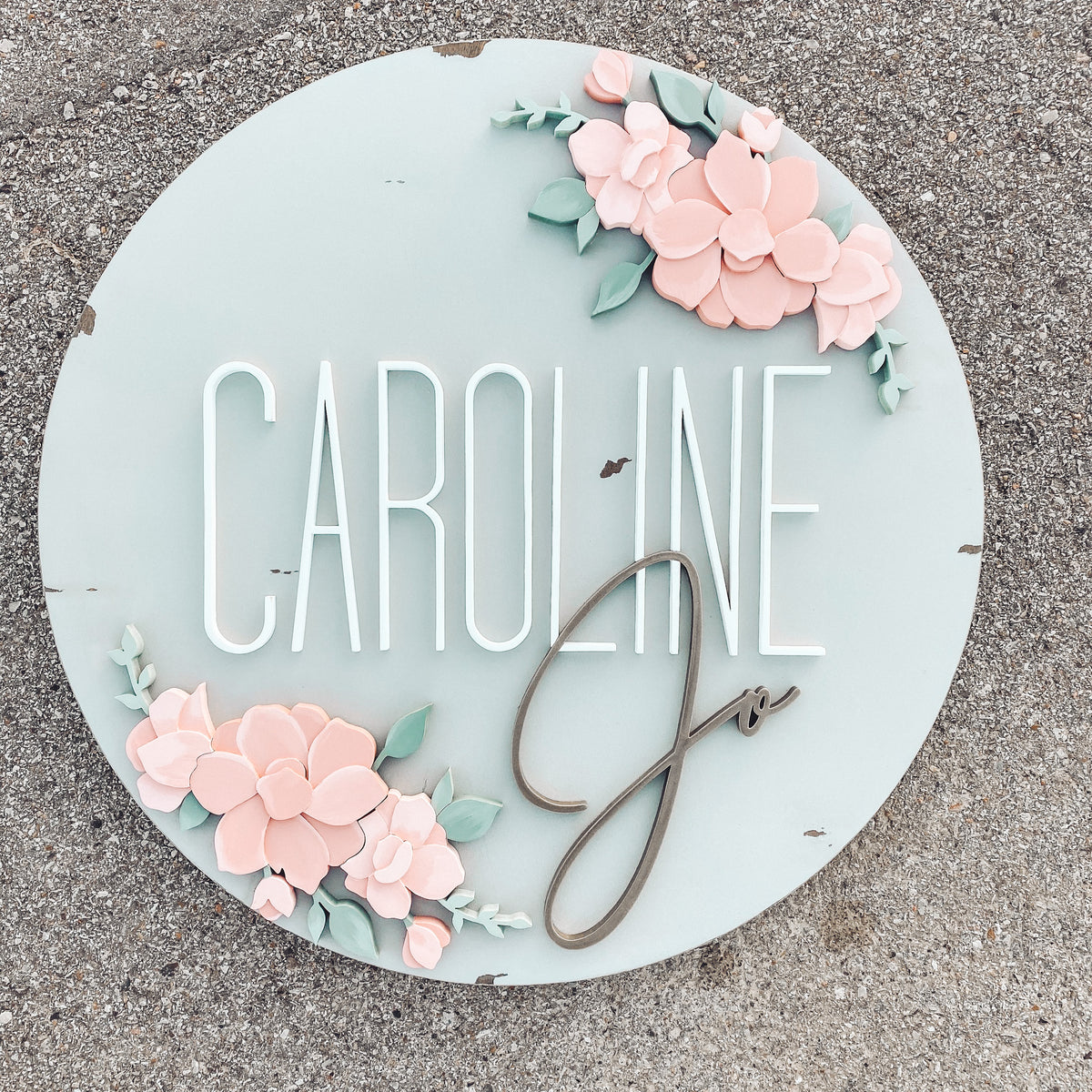 Personalized Custom Name Text With Floral Flower Circle Frame