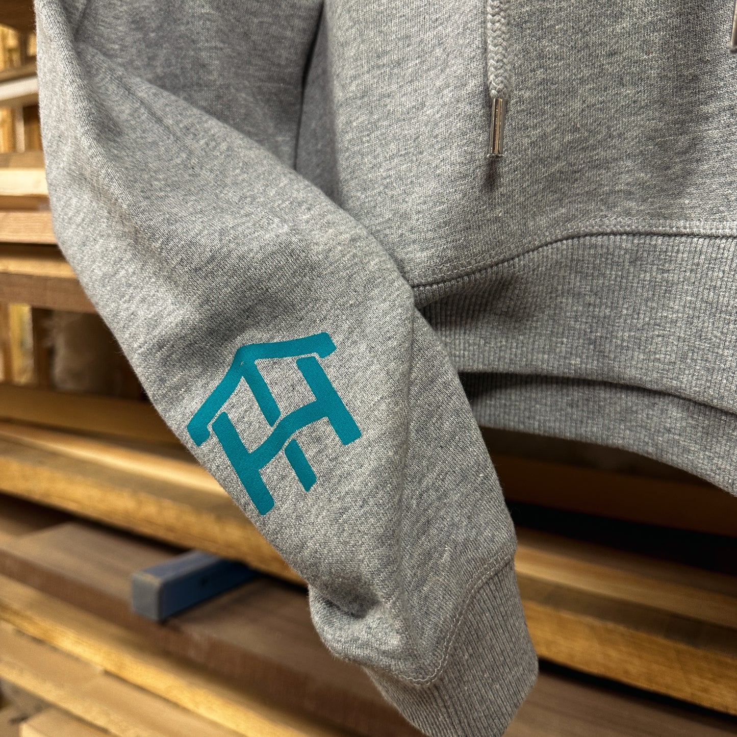 Don't Push Your Luck Crop Hoodie | Gray & Teal